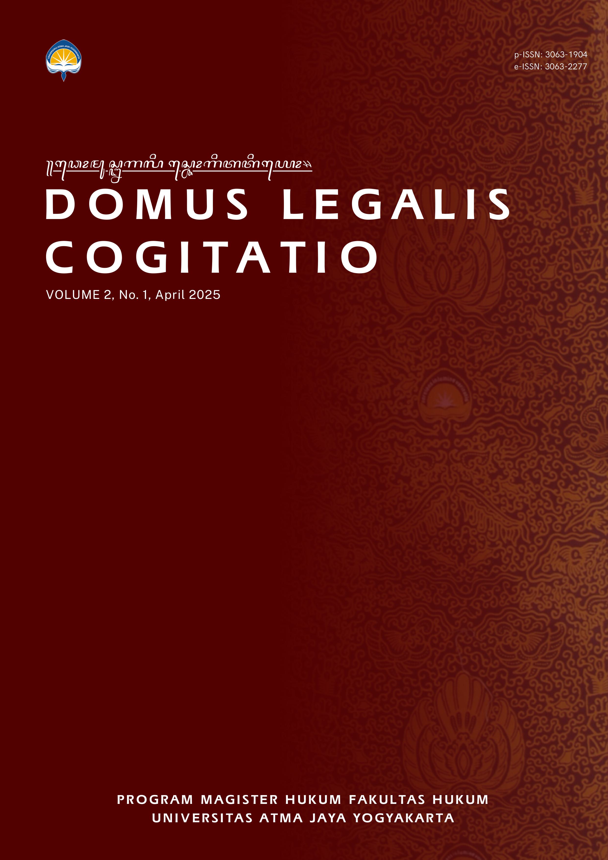 Gambar DOMUS LEGALIS COGITATIO : Volume 2 no 1 April 2025