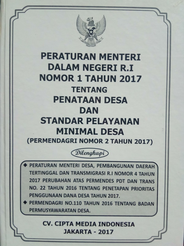 Peraturan Menteri Dalam Negeri RI Nomor 1 Tahun 2017 tentang Penataan Desa dan Standar Pelayanan Minimal Desa (Permendagri Nomor 2 Tahun 2017)