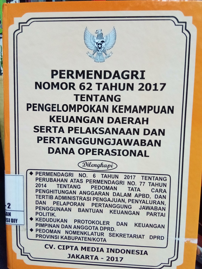 Gambar Permendagri Nomor 62 Tahun 2017 tentang Pengelompokan Kemampuan Keuangan Daerah Serta Pelaksanaan dan Pertanggungjawaban Dana Operasional