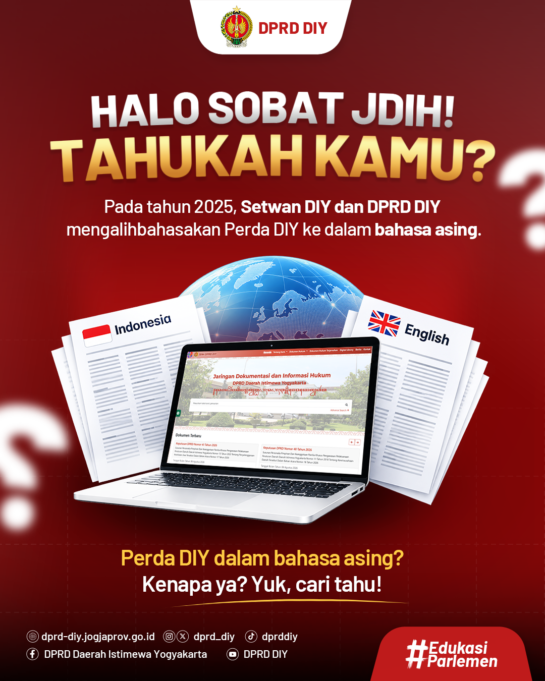 Perda DIY Hadir dalam Bahasa Asing Perluas Akses Literasi Hukum