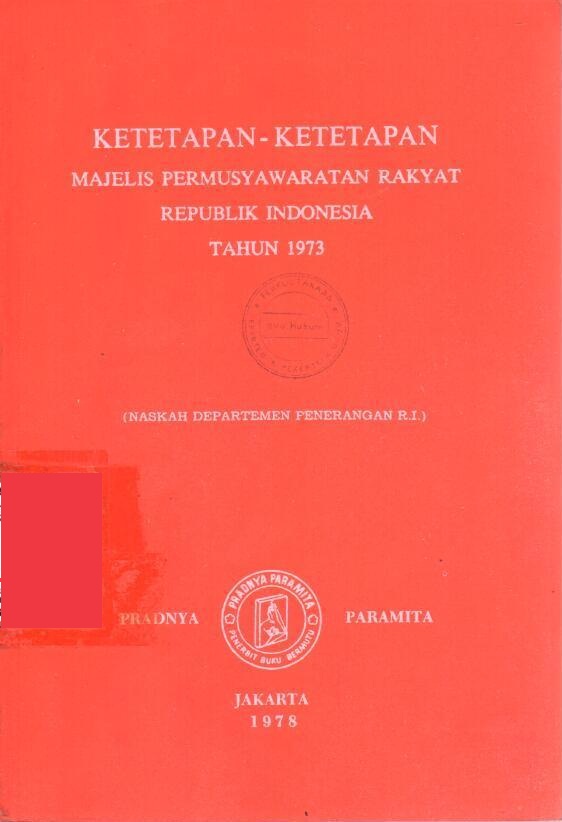 Gambar Ketetapan-Ketetapan Majelis Permusyawaratan Rakyat Republik Indonesia Tahun 1973