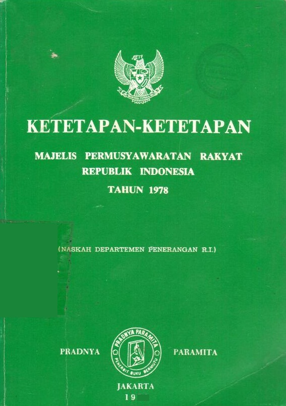 Gambar Ketetapan-Ketetapan Majelis Permusyawaratan Rakyat Republik Indonesia Tahun 1978
