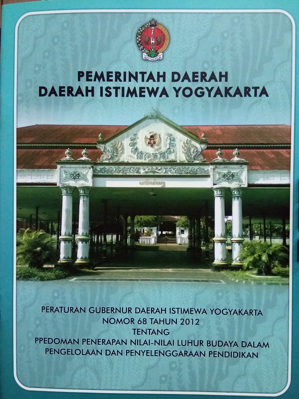 Gambar Peraturan Gubernur Daerah Istimewa Yogyakarta Nomor 68 Tahun 2012 tentang Pedoman Penerapan Nilai-Nilai Luhur Budaya dalam Pengelolaan dan Penyelenggaraan Pendidikan
